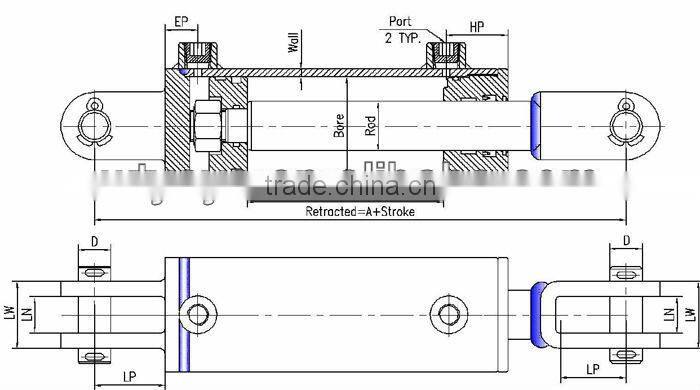Tractor hydraulic cylinder