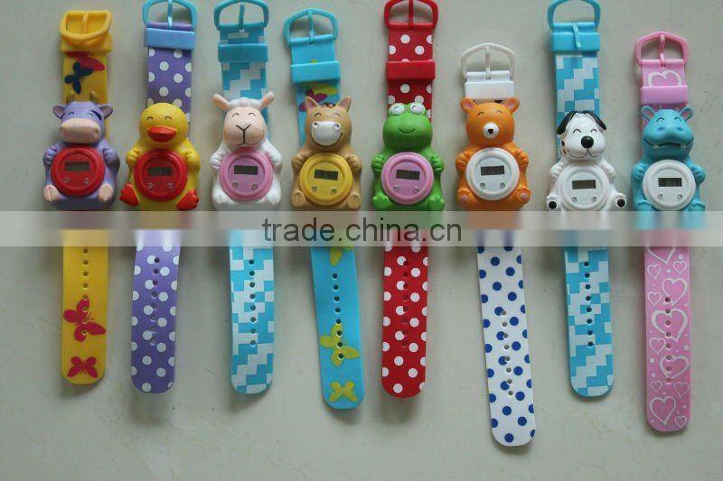 Promational Cute animal Case Pvc Digital Watch for Kids