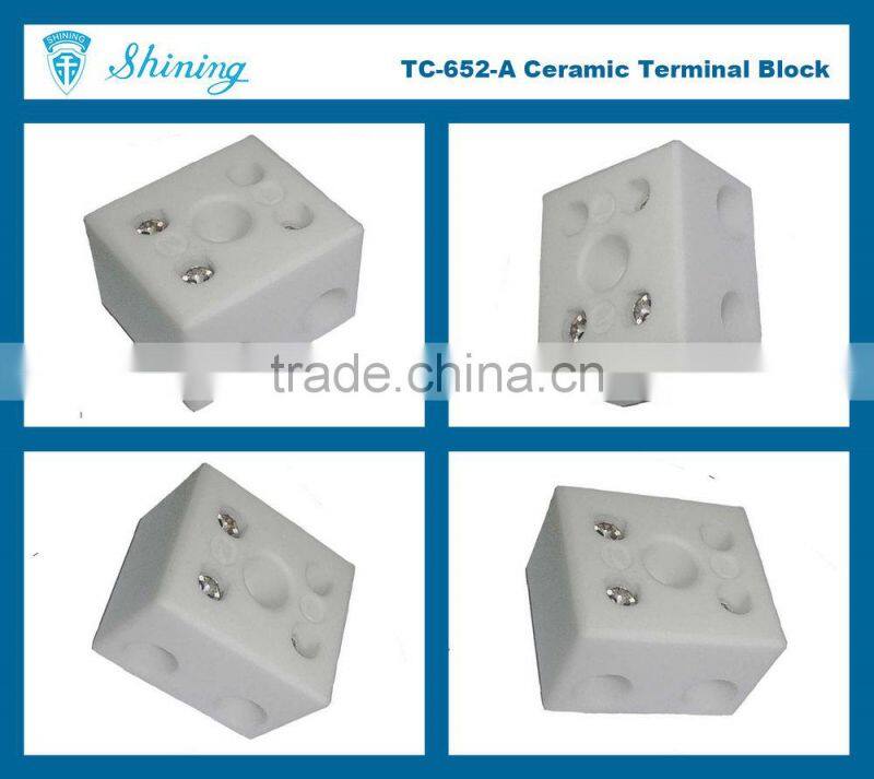 TC-652-A No Glazed Plated 600V 2 Pole 16mm 65A Porcelain Terminal