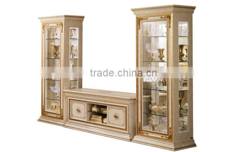 Italian Palace Golden Fabric Love Sofa/Two Seater Sofa With Matching Wooden End Table(MOQ=1 SET)