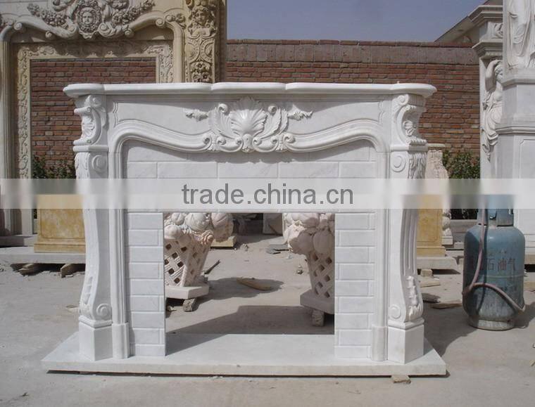 French style white marble fireplace mental for sale