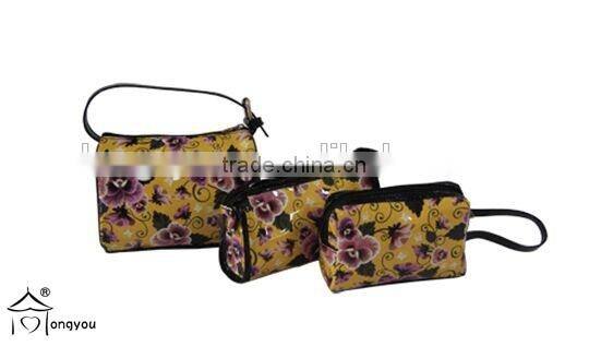 luxury PU beautiful travel lady cosmetic bag sets