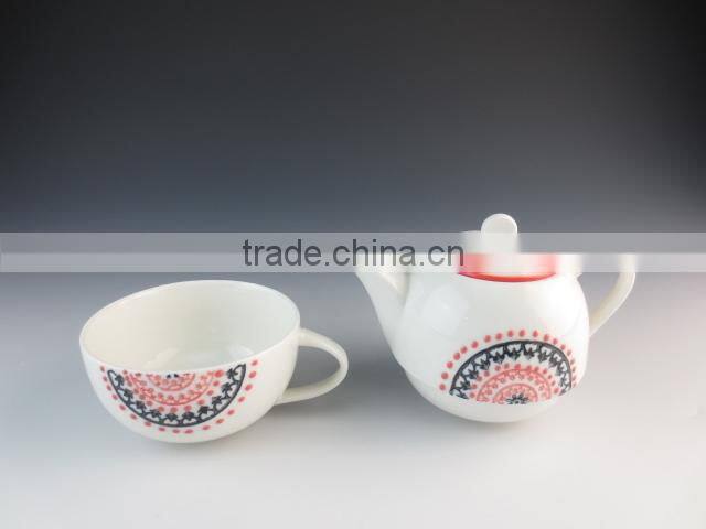 2015 newest design ceramic drinkware type tea pot with cup set