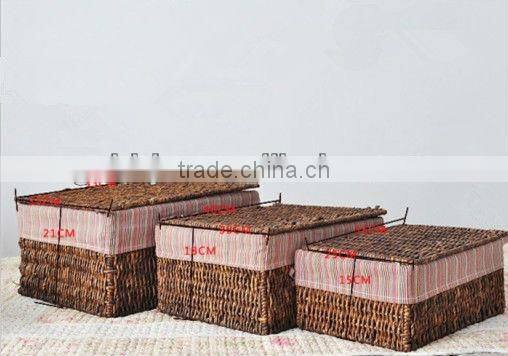 Set of three Coffee Corn rope storage box