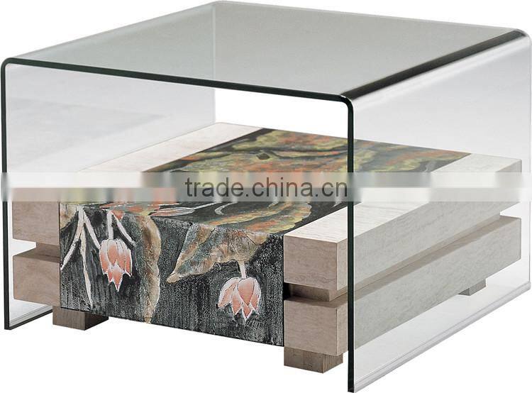 KD236C Fashion marble glass coffee table sets little square coffee table