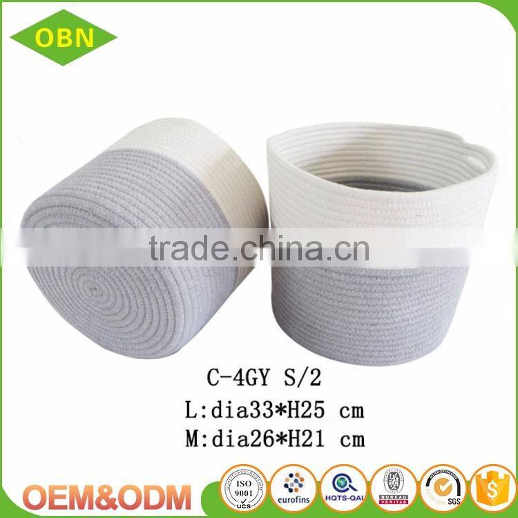 China hand sewing basket coiled cotton rope bin