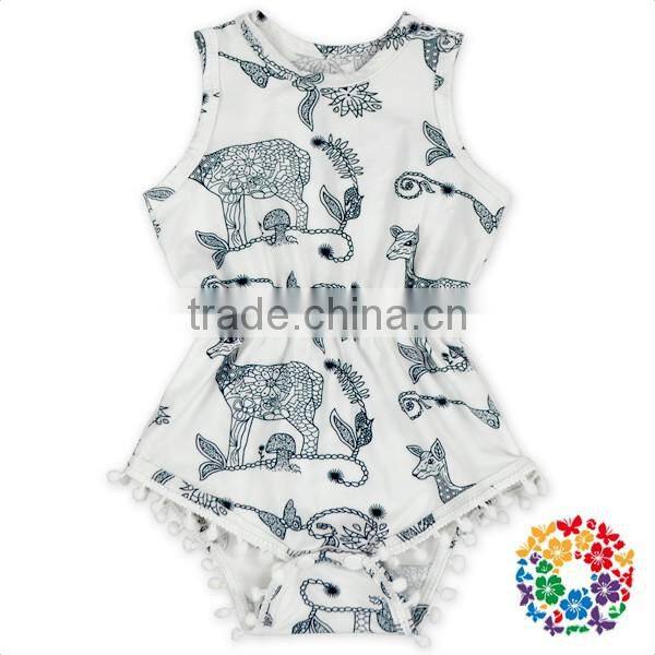 Baby Boutique July 4th Pom Pom Jumpsuit Wholesale Fashion Chicken Formal Romper