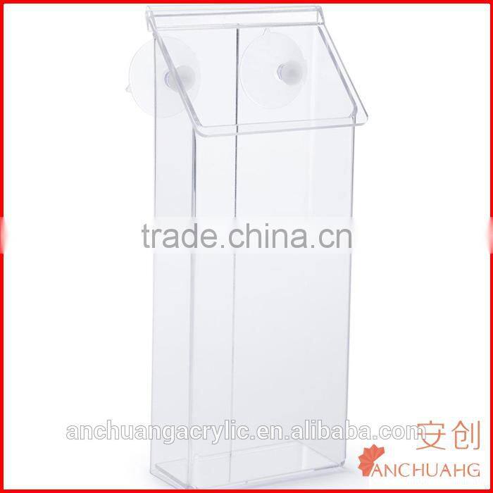 Clear Acrylic Out Door Brochure Holder With Snapping Lid, Window Mount,Wall Mount, Suction Cups Included