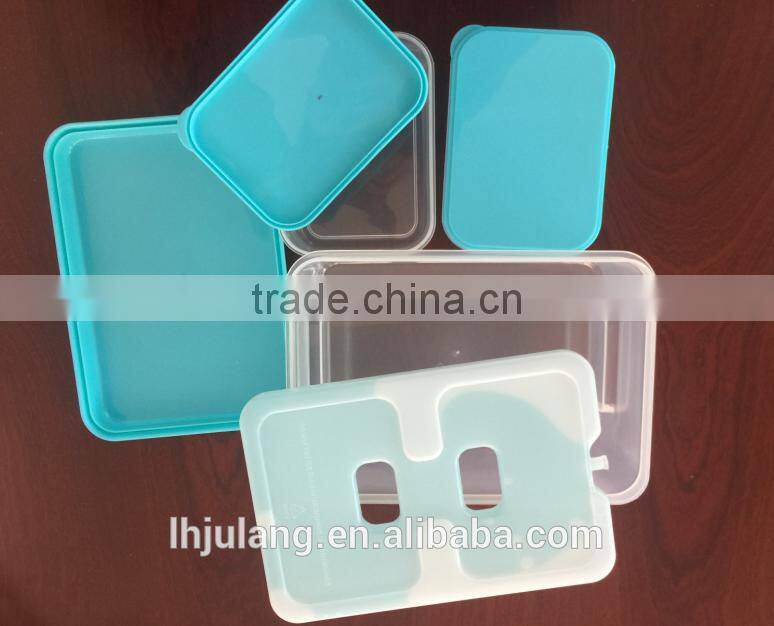 BPA FREE plastic lunch box with cooler pack / plastic lunch box with 4 parts