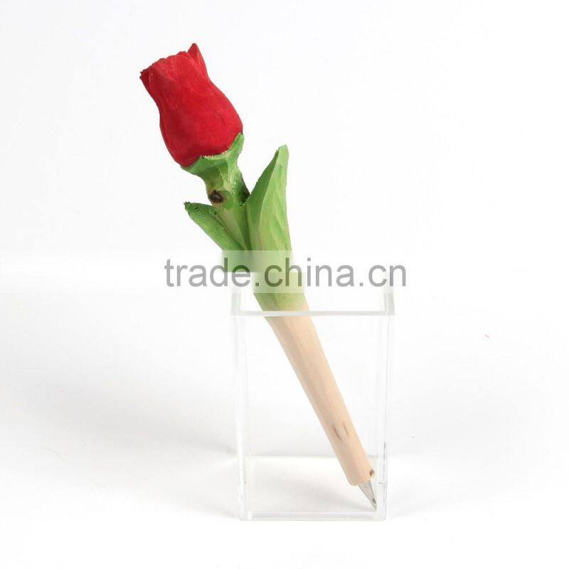 Fancy Rose-shaped wooden ballpoint pen