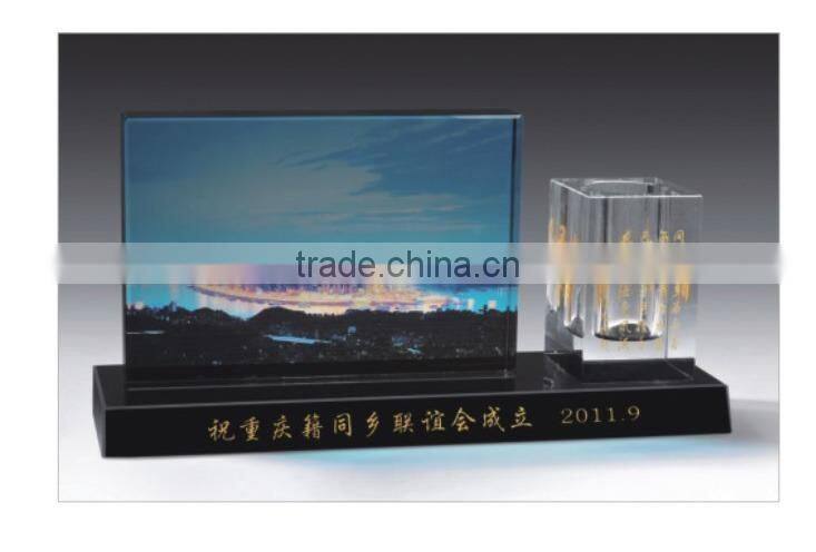 clear crystal office stationery table set with clear pen holder