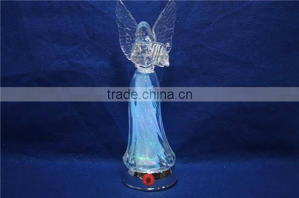 2016 newest design acrylic angel with LED changing color and Christmas music