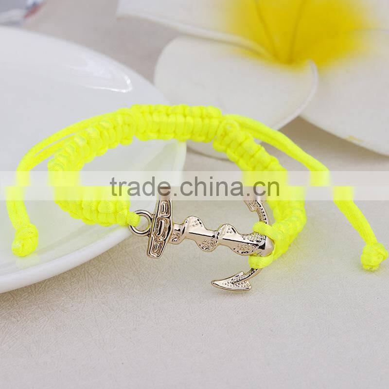 braided silk cord macrame woven bracelet Boat Nautical Navy Anchor Bracelet with Adjustable Knot
