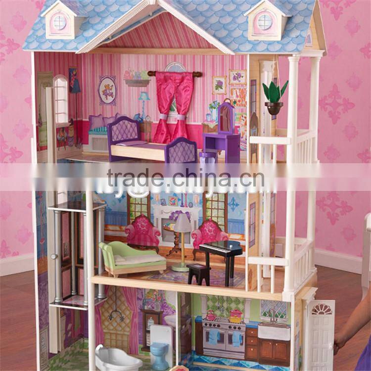 New style 14 furniture pieces children luxury wooden toy dream cottages W06A225