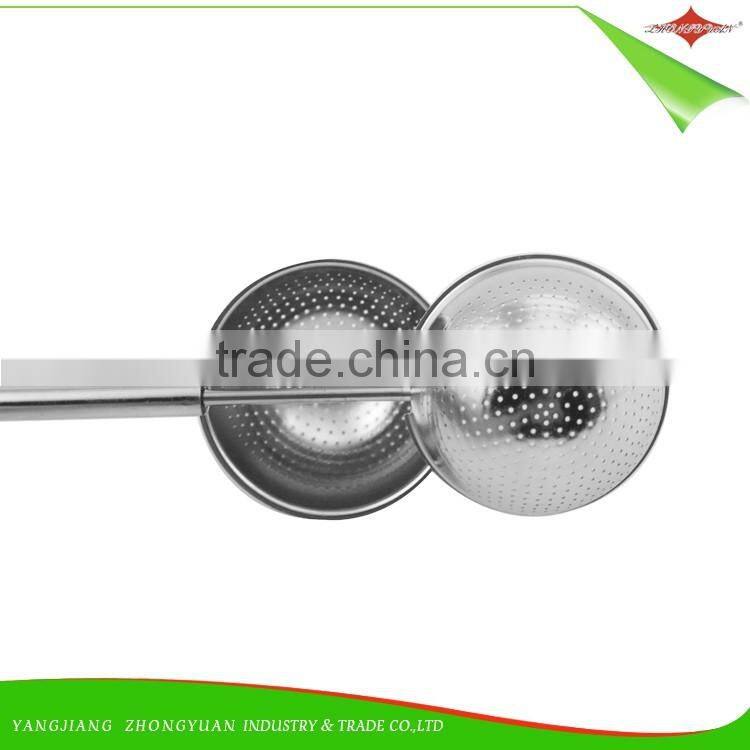 ZY-S3020 stainless steel flexible ball shaped tea strainer infuser with long handle