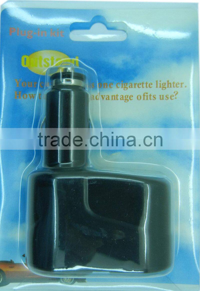 2015 Socket Adapter Plug Car Charger 2 Way Used with CE Certificate for Cell Phones , iPhones , iPads & Tablet