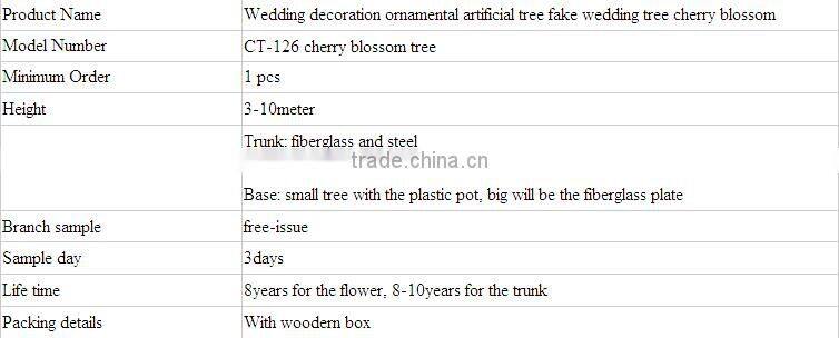 2015 Hot sale wedding decoration ornamental artificial tree fake wedding tree cherry blossom