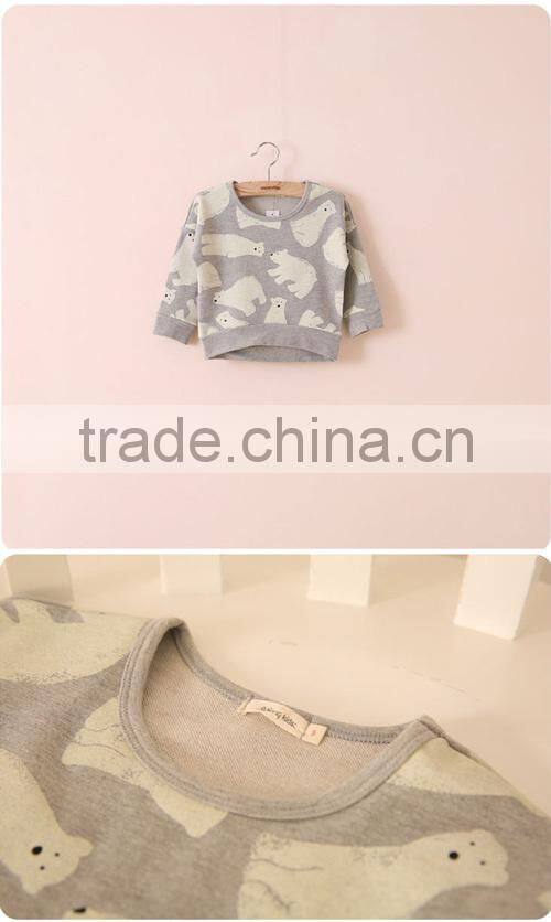 Children's cotton thickening polar bear prints long sleeved autumn outfit