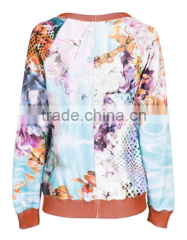 Full Digital 3D all over printing sweatshirt without hood for women