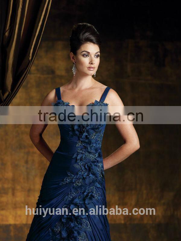royal blue full length appliqued flowers mother of the bride taffeta suits