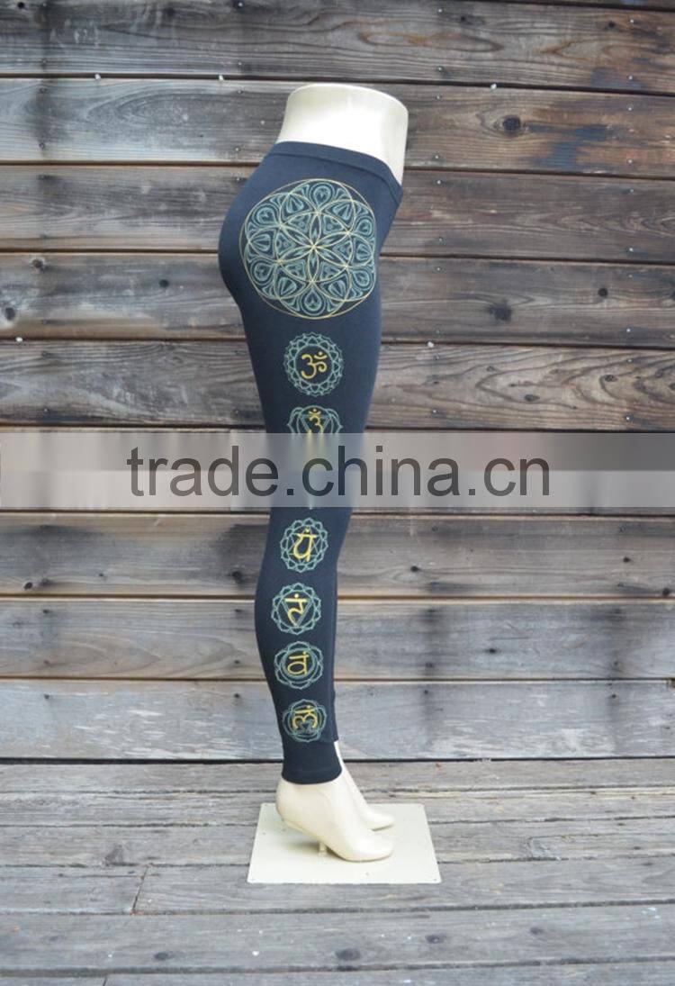OEM flower ditigal printing black fitness wear funny yoga pants