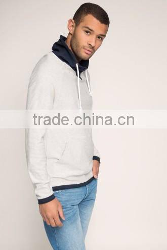 cuffs and hem with contrast color rib design Custom made high quality hoody for men
