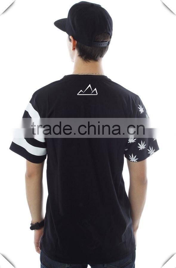 American Flag Printed T Shirt for Men Black Cotton Short Sleeve Longline T-Shirt OEM USA flag Tee