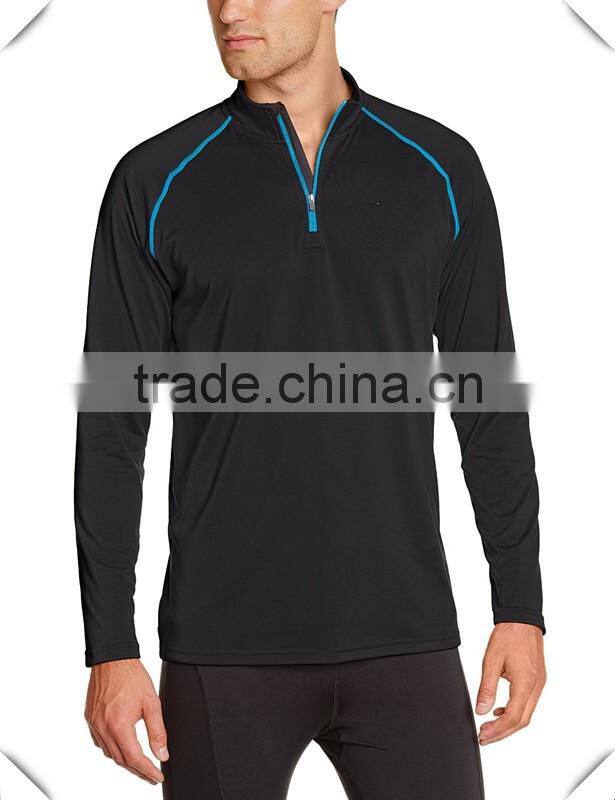 Dri-Fit Performance Raglan Long Sleeve T Shirt Jacket Top Quarter Zipper Pullover Jacket Black Plain Sports Top