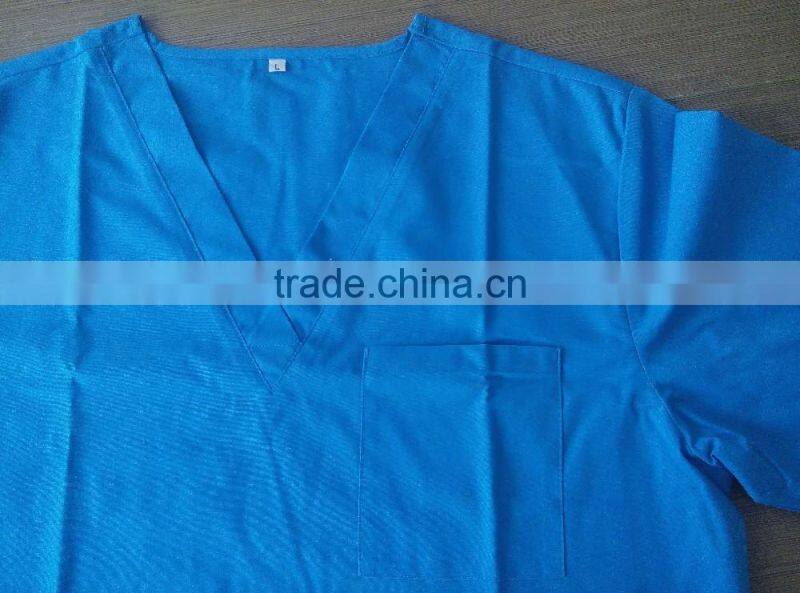 environmental poly cotton material for Lower cost and expensive price unisex medical uniform scrub