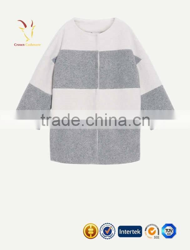 Classic Crew Neck Cashmere Overcoat Womens Winter Coat Wool