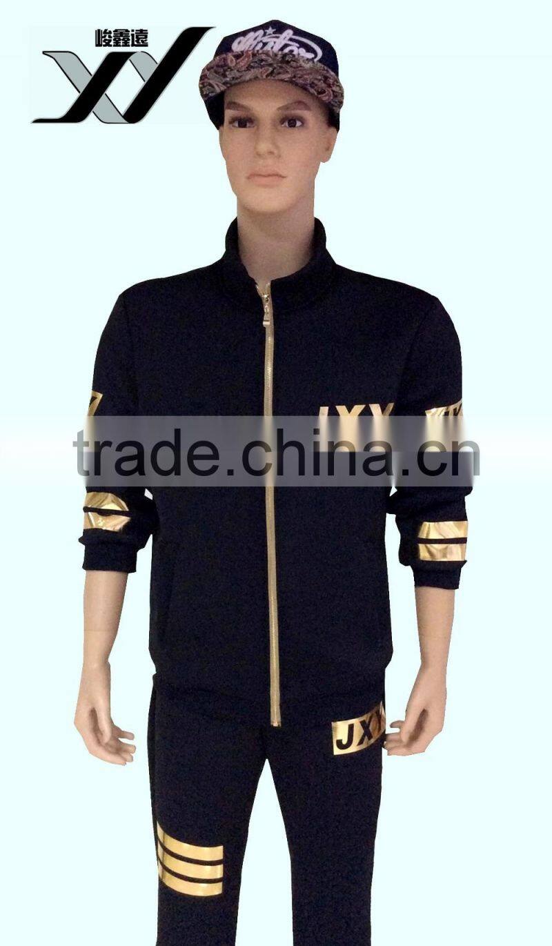 Fashion custom plain metal printing unisex leisure sportswears made in china