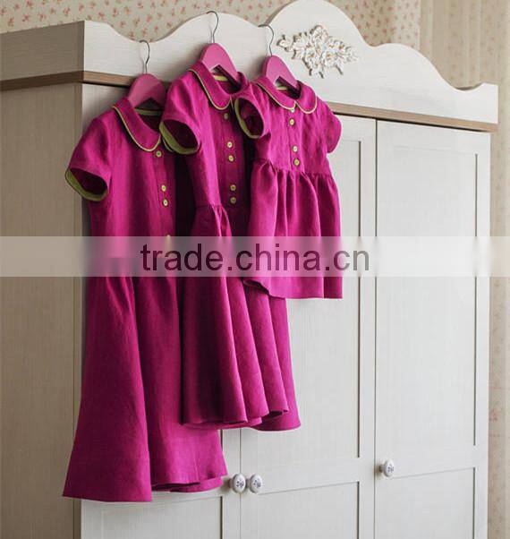 High Quality Washed Girl's Linen Dress Kids Linen Summer Dress