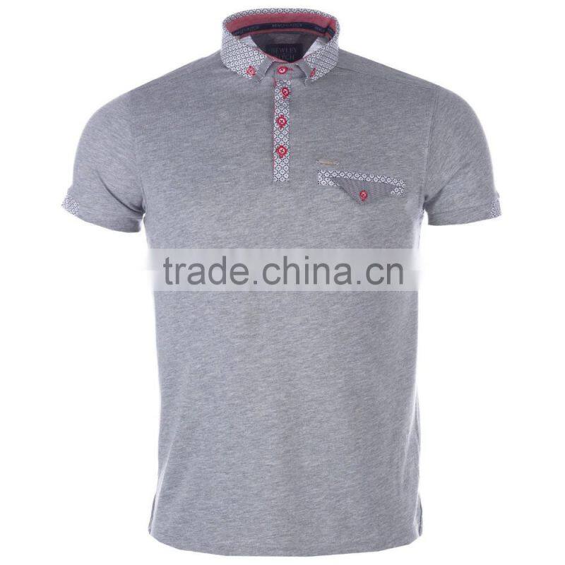 High quality good price custom blank polo shirt men casual 100%cotton comfortable gray mens polo shirt with pocket