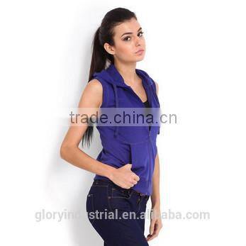 Newest Style Cotton Females Sleeveless Gym Hoodie Cheap