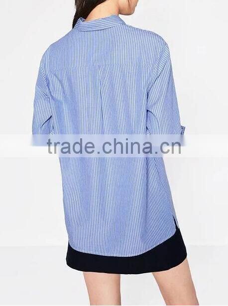 Runwaylover EY2341B New Design 2017 Women Fashion Embroidery Stripe Blouse