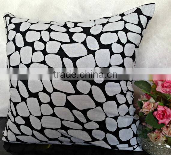 Black & white decorative pillow cover printed, cotton blend pillow, printed pillow, modern home decor, floor cushions
