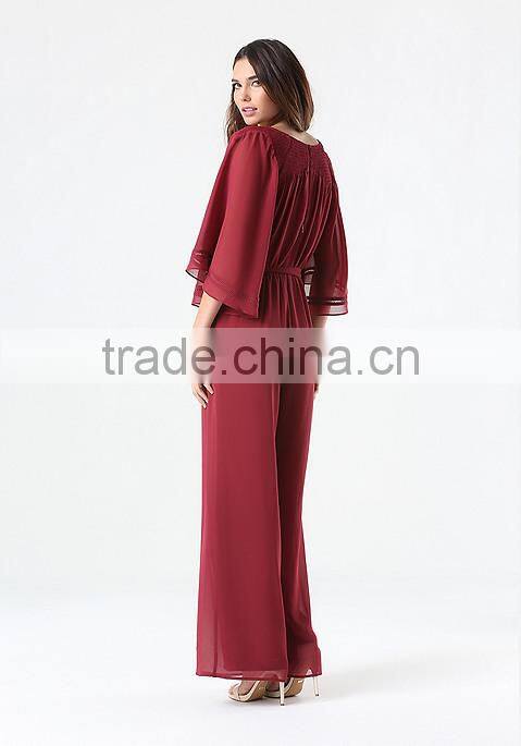 New arrival long sleeve unique shape jumpsuit wide leg women jumpsuit for adults