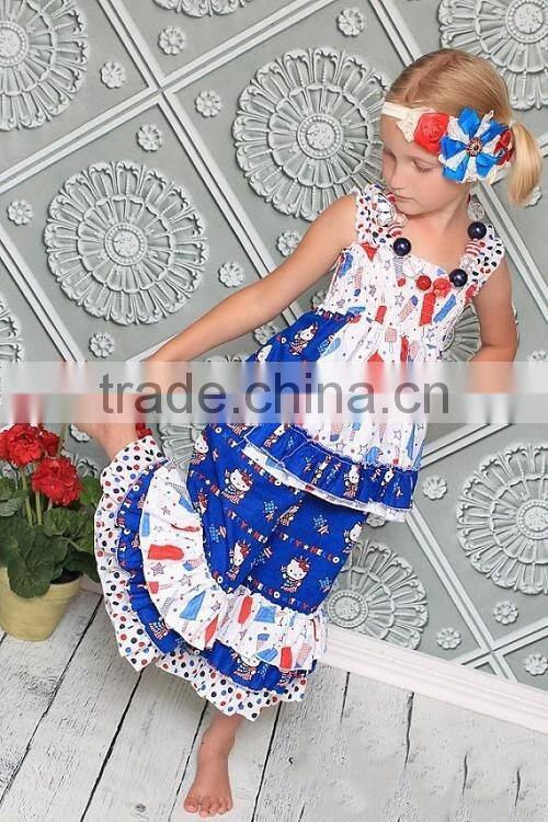 Wholesale Children's Clothes Girl Boutique Clothing Summer Outfit Baby Clothes Damask Ruffle Pants Set