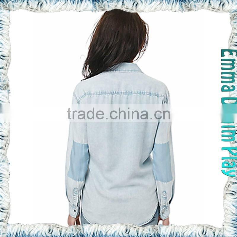 Chinese Manufacturer Girls Sexy Bleaching Wash Jean Shirt