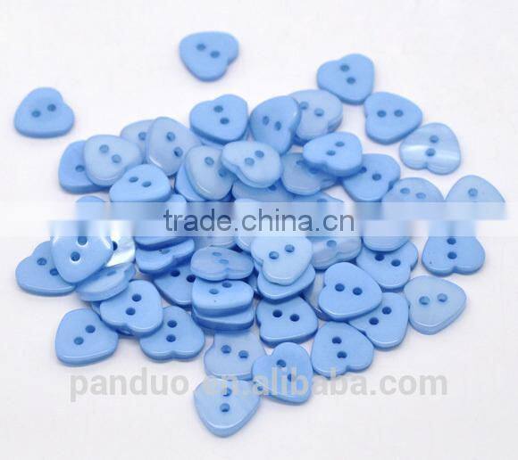 Blue Heart Shaped Resin Sewing Buttons Scrapbooking 12x11mm