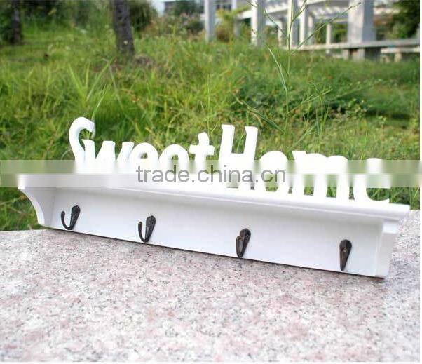 Sweet home white hanging shelf wooden clothes tree