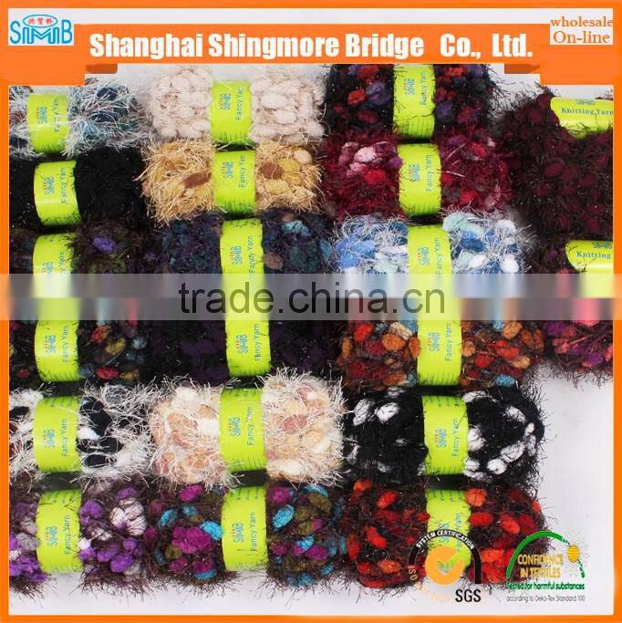 China twisted yarn factory direct wholesale feather pompom yarn for knitting scarf in factory price