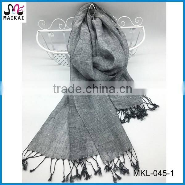 Wholesale 2017 new design lady's fashionable natural linen scarf