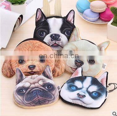 2017 Hot Sales Cute Dog Coin Bag Animal 3D Printed Pattern New Unusual Dog Purse Factory Wholesale Pouch Children's Purse