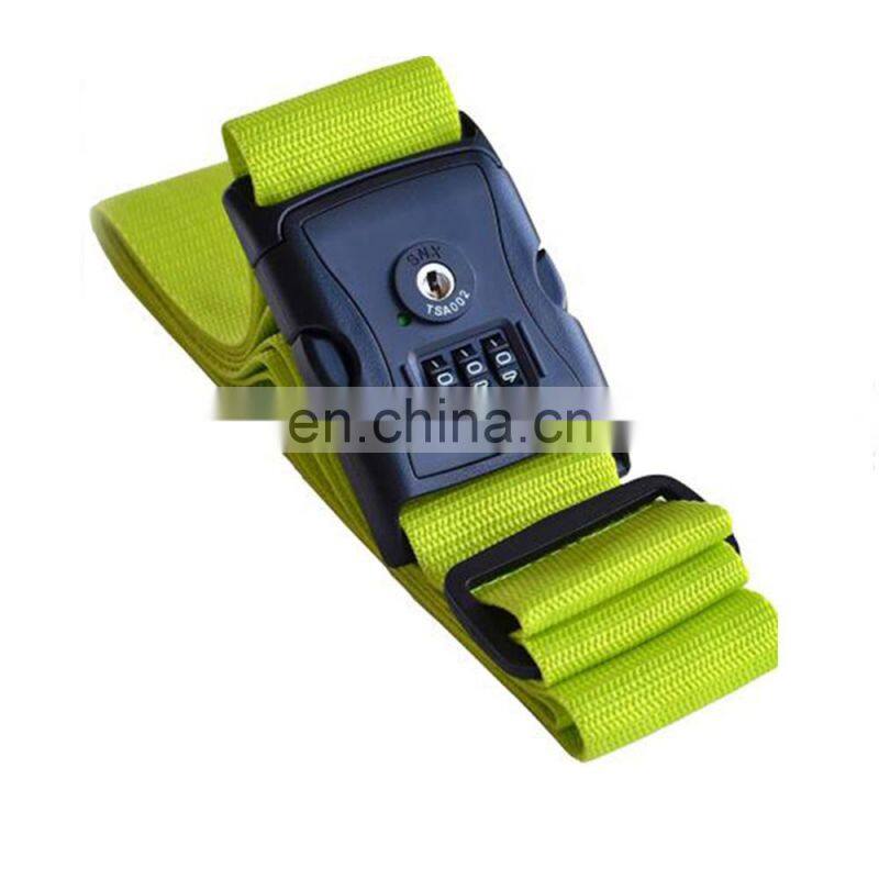 Factory custom adjustable travel luggage belt printed strap with plastic buckle
