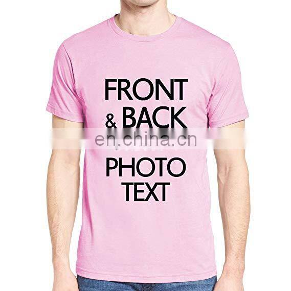Wholesale Custom Printed Embroidery Logo Unisex Mens Womens pink plain crew neck t-shirts