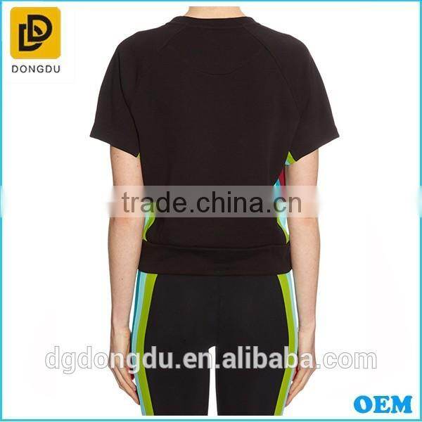 Customized Wholesale Lady Rainbow-striped Fashion Sport T shirt 2016