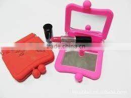 Funny personalized cosmetic bag,mirror clutch bag ,Silicone Cosmetic Bag with Mirror
