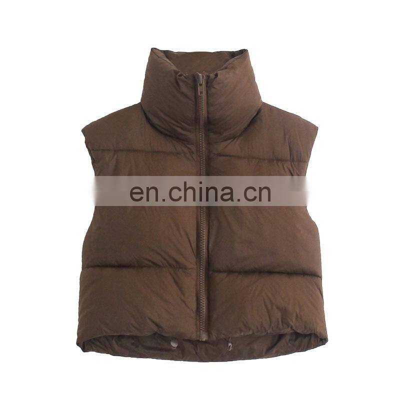 Wholesale custom LOGO ladies fall/winter stand-up collar padded down cotton vest vest sleeveless waistcoat plus size jacket