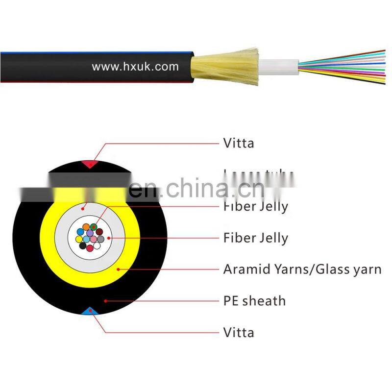 Hanxin GYFXTY aramid yarn high strength glass JET indoor outdoor distribution cable with black or color HDPE sheath